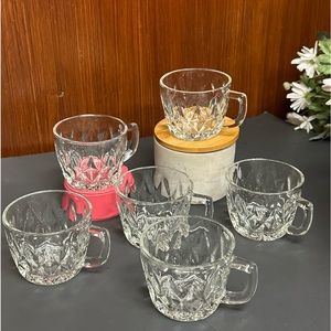 Anchor Hocking Glass Crown Point pattern Punch Cups